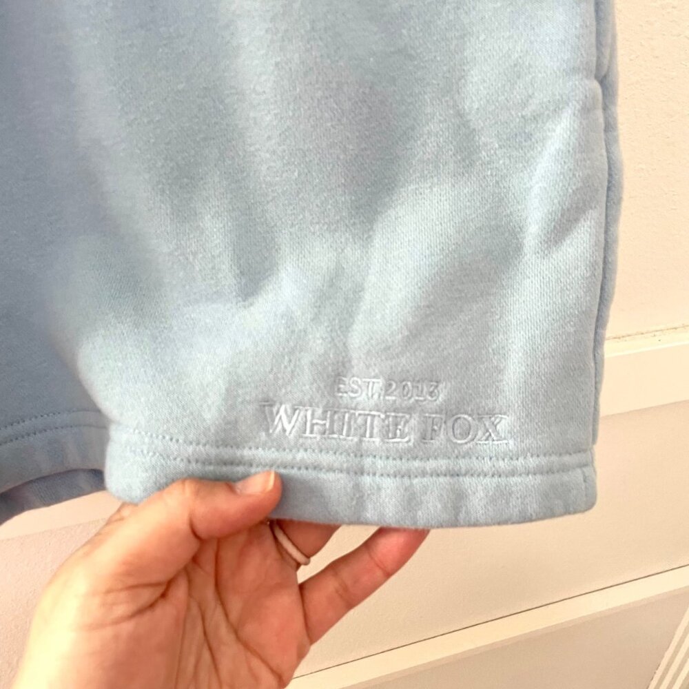 White Fox Blue Lounge Shorts Size S Comfy Heavy Knit - Picture 3 of 10